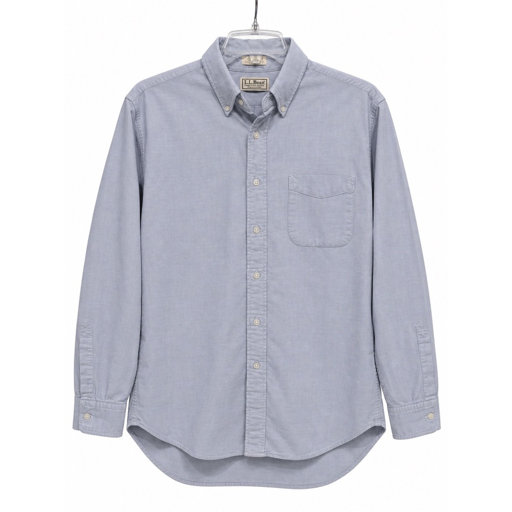 Vintage LL Bean Mens 16.5 34 Blue Cotton Oxford Button Down Shirt Made in USA LS